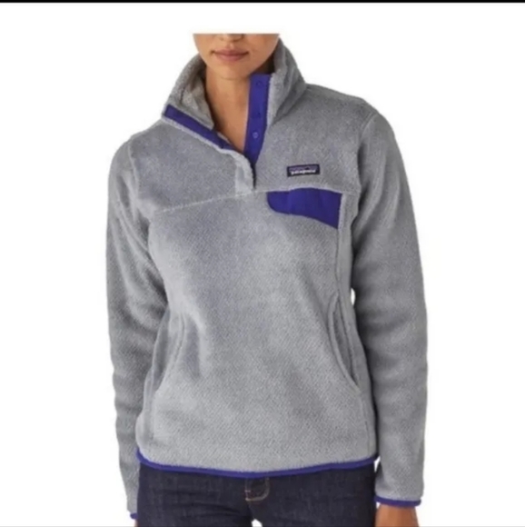 Patagonia Sweaters - Patagonia  Re-Tool Snap Fleece Pullover Sweater Jacket Women’s Size Medium Gray